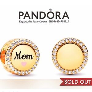 PANDORA Engravable Mom Charm w/box